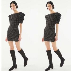 NWOT UO Hague Rhinestones Puff Sleeves Mini Dress